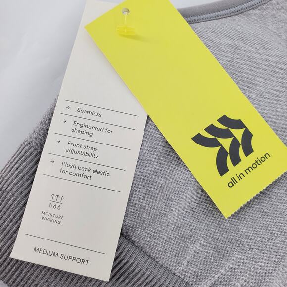 All in Motion Size L Seamless Medium Support Sports Bra Light Heather Grey New - Picture 6 of 7